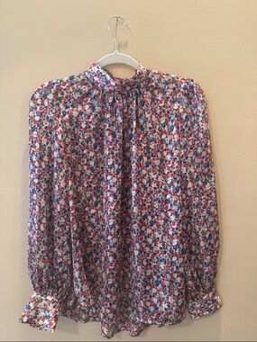 EUC H&M Floral High-Neck Long Sleeve Blouse - Medium